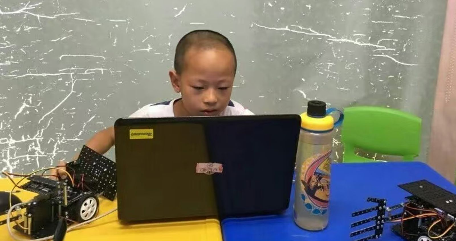 Evan early programming with robot