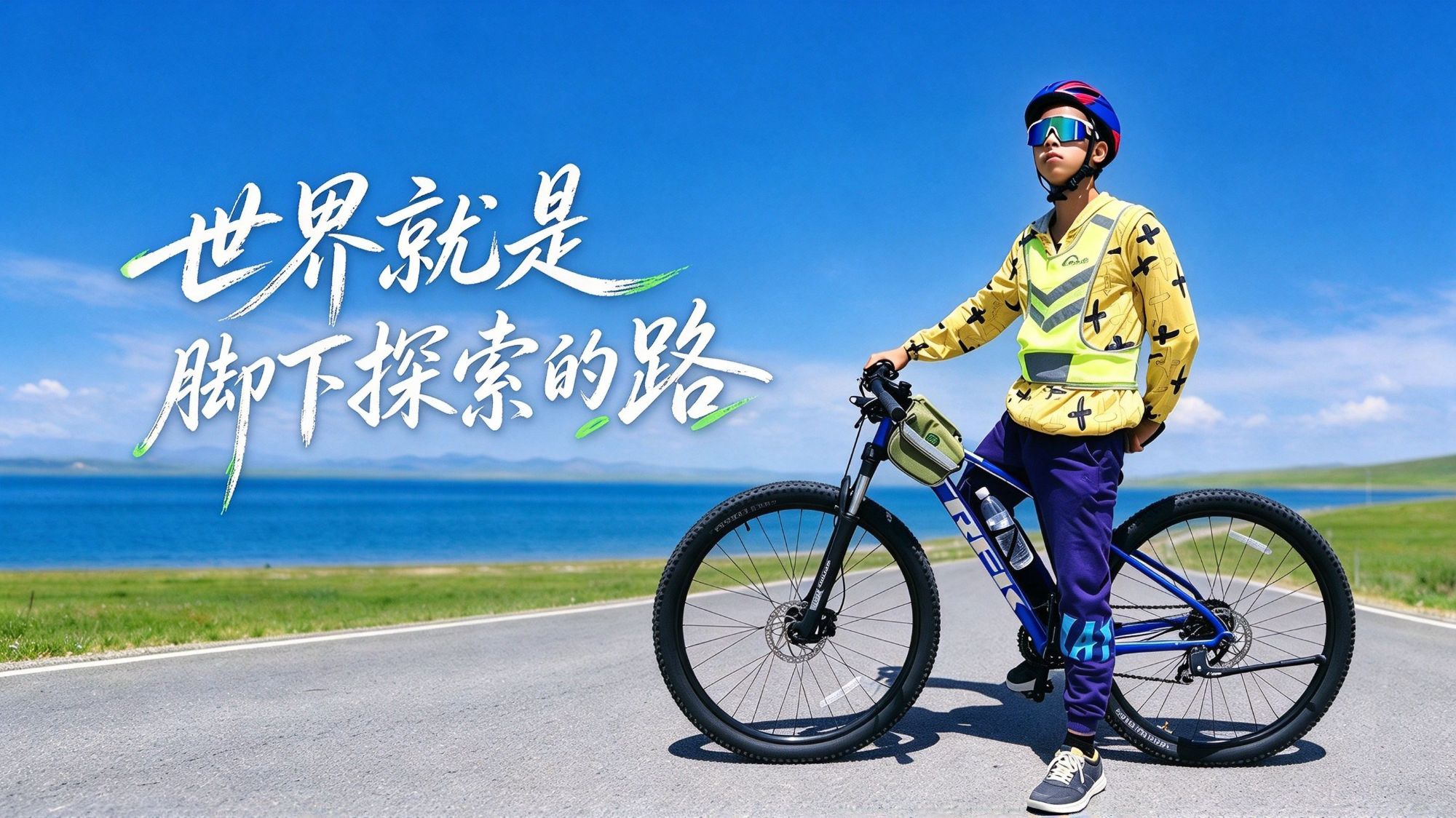 Evan cycling around Qinghai Lake